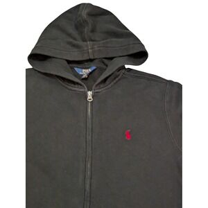 Polo‎ Ralph Lauren Youth Large 14-16 Black Full Zip Hoodie Red Pony Sweatshirt